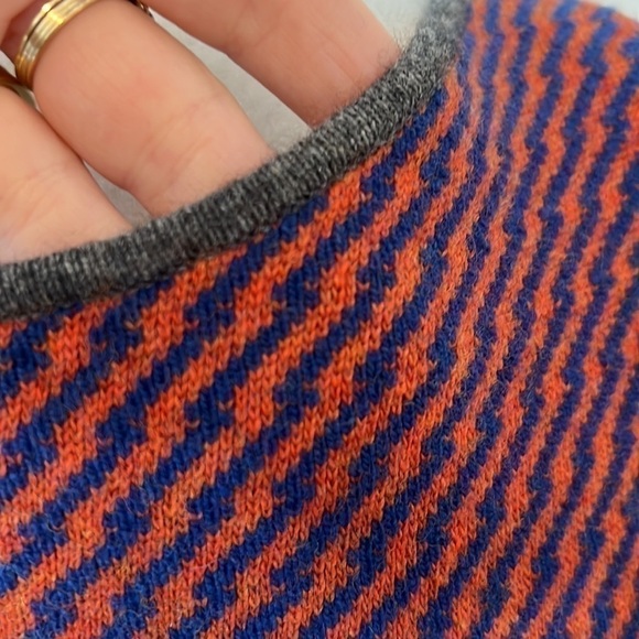 Anthropologie Sparrow Cashmere Blend Dress Blue/ Orange/ Gray Fit & Flare  XS - Picture 5 of 11